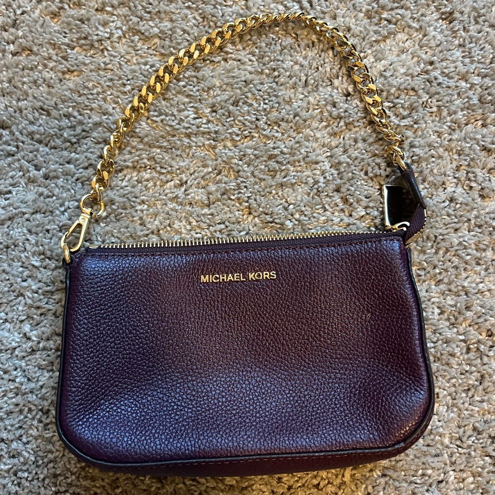Michael Kors Plum Detailed Chained Clutch.